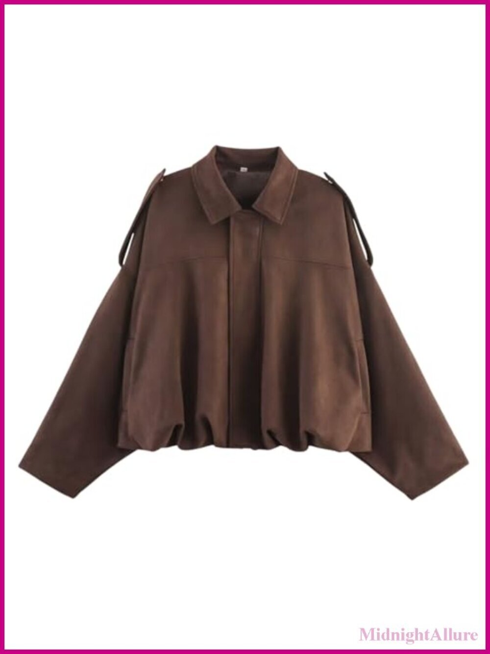 Women's Faux Suede Bomber Jacket Oversized Relaxed Fit Long Sleeve Casual
